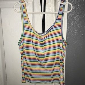 Rainbow stripe crop tank